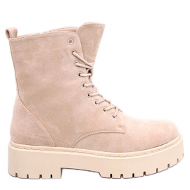 Burse Beige lace-up ankle boots