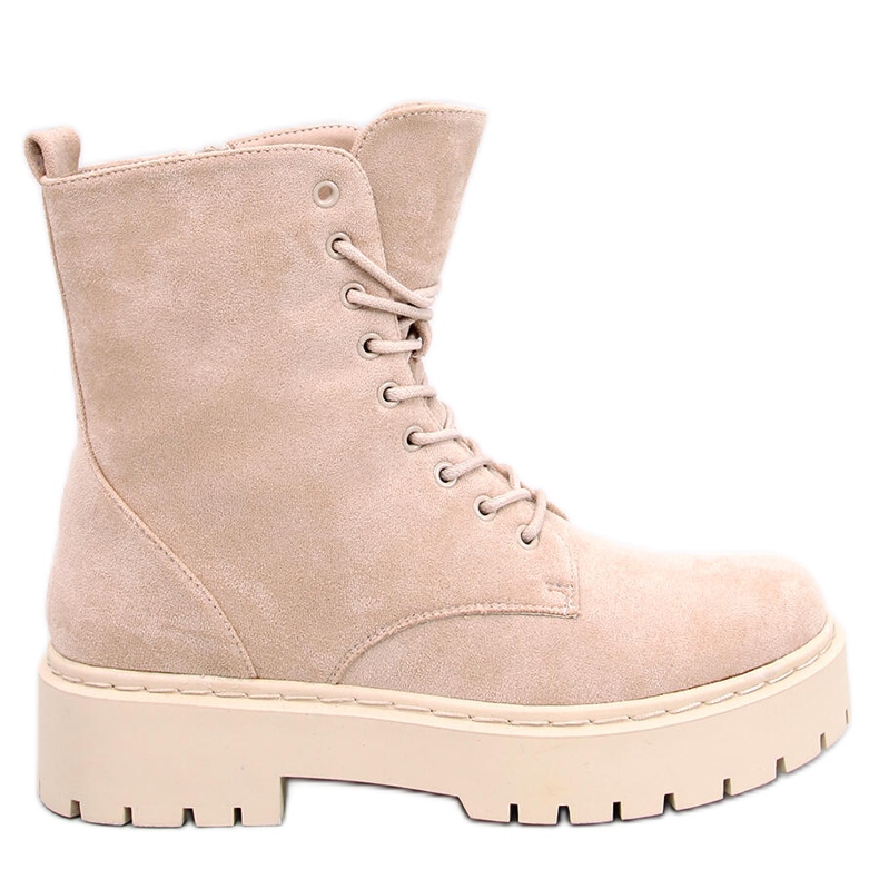 Burse Beige lace-up ankle boots