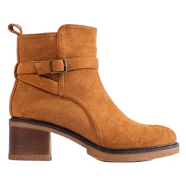 Shelovet camel suede ankle boots brown