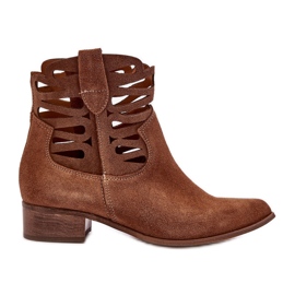 Lewski Shoes Openwork Women's Leather Boots Brown Lewski 3329 Lewski Shoes Openwork Women's Leather Boots Brown Lewski 3329