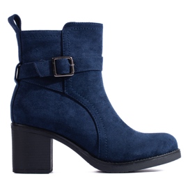 Navy blue suede ankle boots from Shelovet