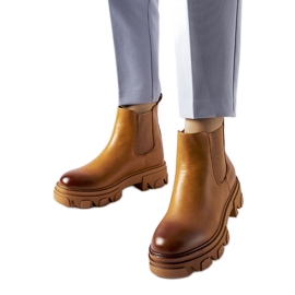 Brown massive slip-on ankle boots from Castell