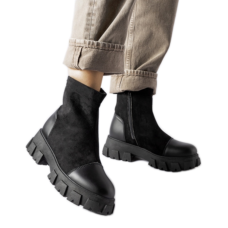 Black eco-suede workers with Milo B026-17 Black tread Black eco-suede workers with Milo B026-17 Black tread