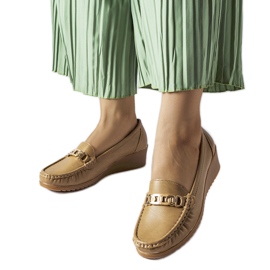 Brown wedge buckle moccasins from Lerino beige