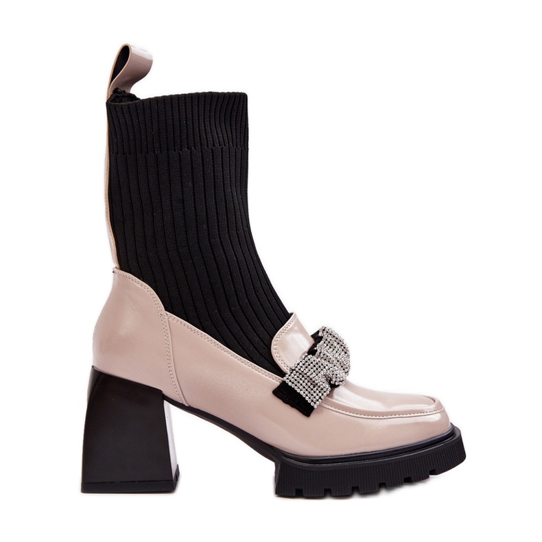 Women's Boots With Sock High Heels Beige S.Barski MR870-41