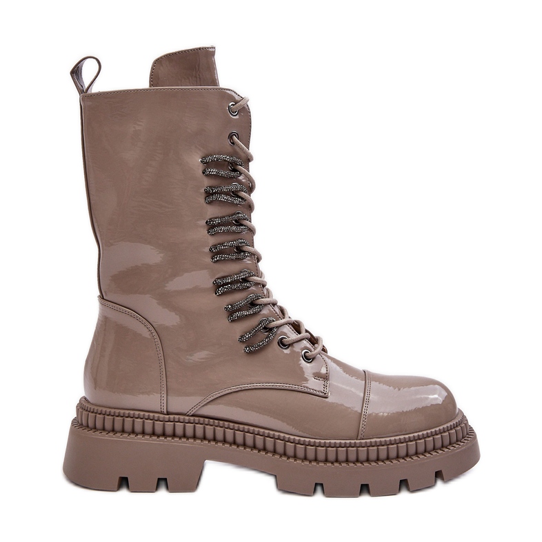 Lace-up Women's Worker Ankle Boots Dark Beige S.Barski MR870-72 Lace-up Women's Worker Ankle Boots Dark Beige S.Barski MR870-72