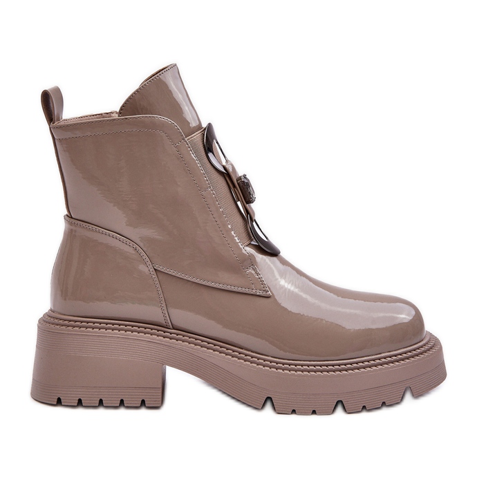 Patent Women's Boots With Decoration Beige S.Barski MR870-53