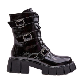 Women's Worker Boots Patent Black S.Barski MR870-61