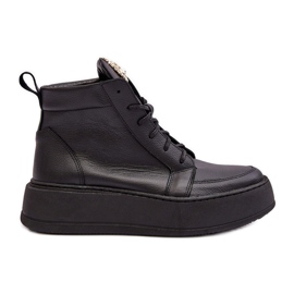 Lace-up Ankle Boots With Leather Decoration, Black Nicole 2833 Lace-up Ankle Boots With Leather Decoration, Black Nicole 2833