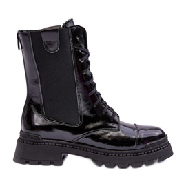 Leather Women's Lace-Up Worker Ankle Boots Black Nicole 2836