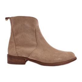 Suede Women's Boots With Zipper Beige Nicole 2829 Suede Women's Boots With Zipper Beige Nicole 2829