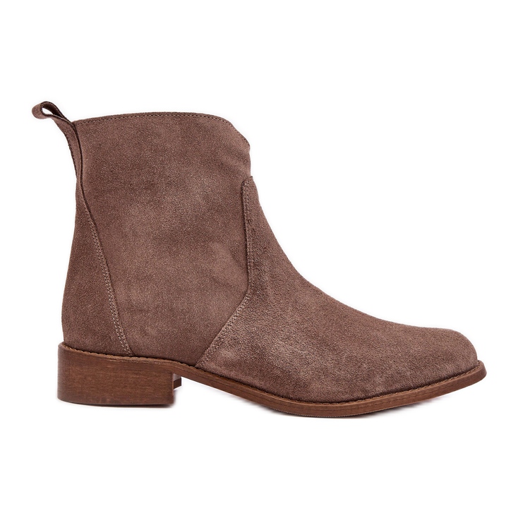 Suede Women's Ankle Boots with Zipper, Dark Beige Nicole 2829 Suede Women's Ankle Boots with Zipper, Dark Beige Nicole 2829
