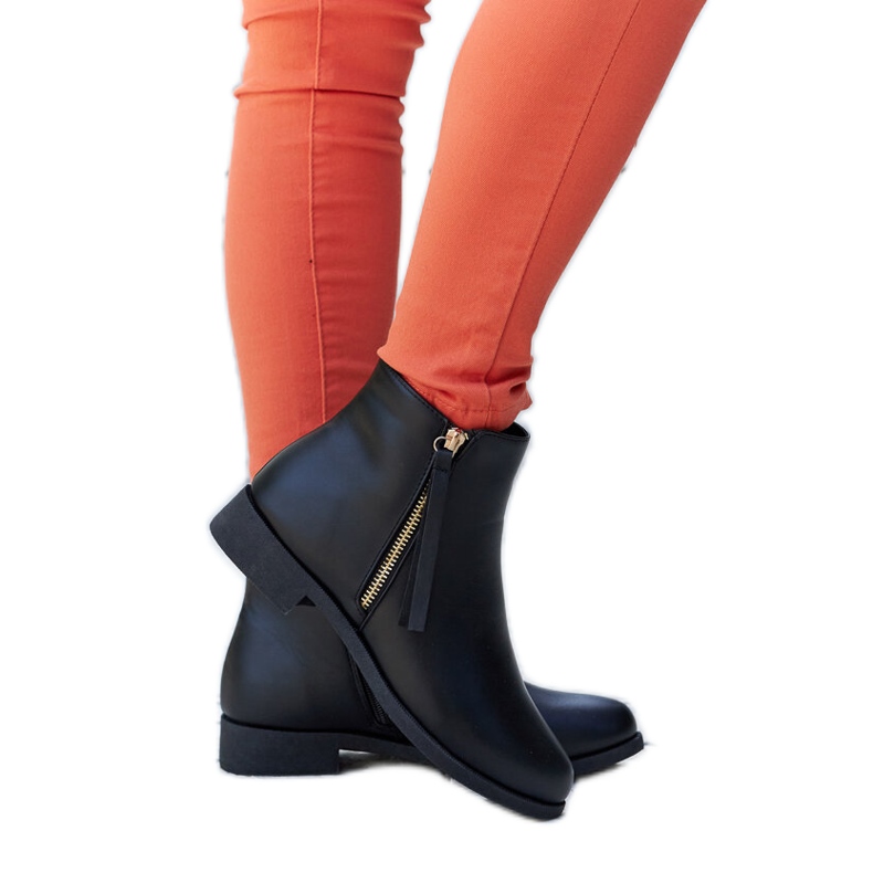 Paien black insulated flat ankle boots