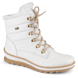 Leather waterproof women's ankle boots insulated with wool, white Remonte R8480-80