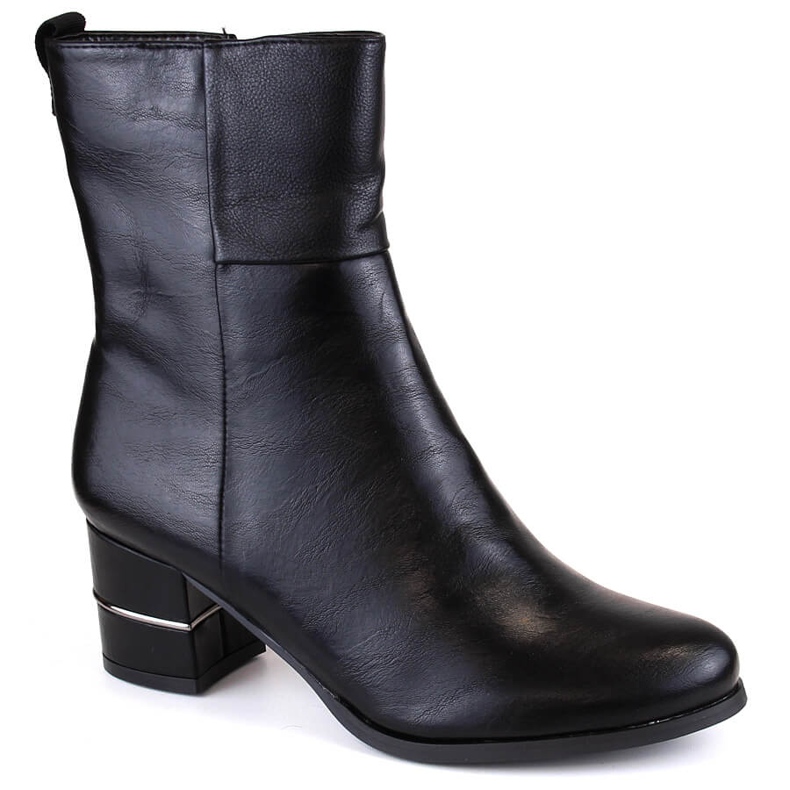 Black Jezzi ASA125A-5 insulated women's ankle boots with a decorative heel