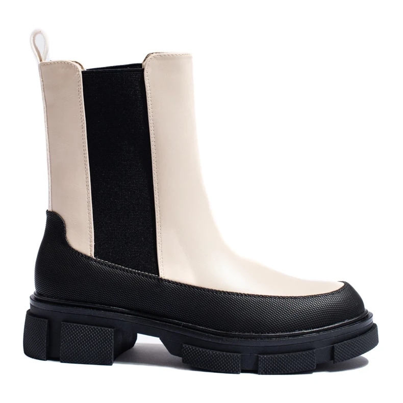 Goodin Beige women's high Chelsea boots from Shelovet