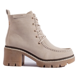 Goodin Beige lace-up high-heeled ankle boots from Shelovet Goodin Beige lace-up high-heeled ankle boots from Shelovet