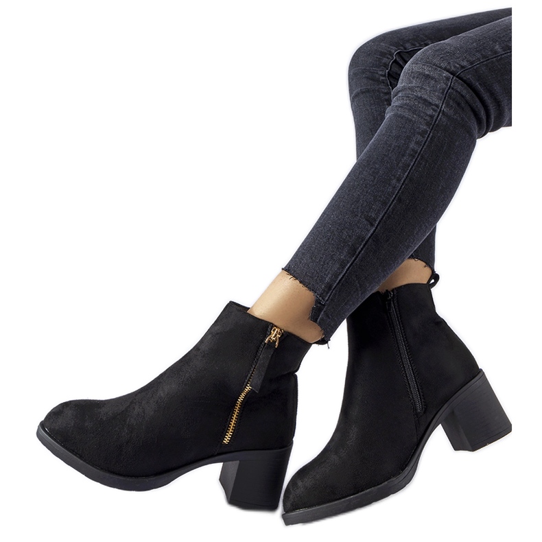 Ivano black eco-suede low-heeled ankle boots