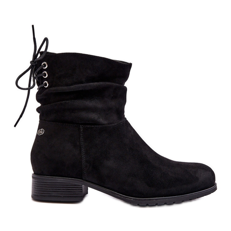 PE1 Women s Suede Flat Boots Black Keresa