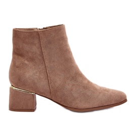 PE1 Suede Women's High Heel Boots Beige Mebassa PE1 Suede Women's High Heel Boots Beige Mebassa