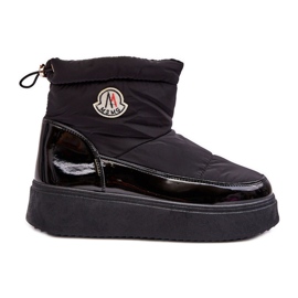 Women's Platform Slip-On Snow Boots Black Gattea