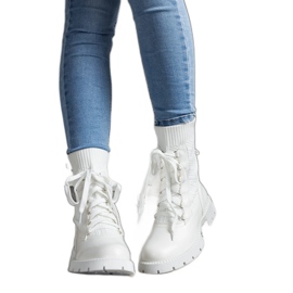 White openwork sock boots by Portico