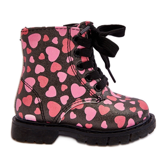 Insulated children's ankle boots with zipper, Black and Pink Dolida Insulated children's ankle boots with zipper, Black and Pink Dolida