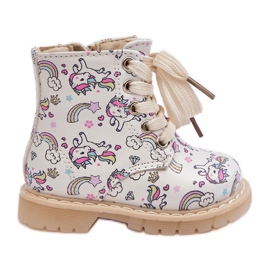 Insulated children's ankle boots with a zipper, Beige Dolida