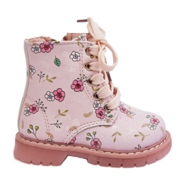 Insulated children's ankle boots with a zipper, pink Dolida