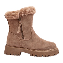 PE1 Women's Suede Ankle Boots With Fur, Beige Hasiva