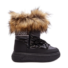 PE1 Women's Snow Boots With Fur On Platform Black Nabilla