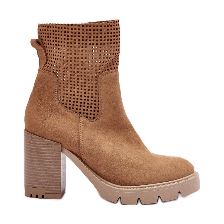 Lewski Shoes Suede Openwork Women's Ankle Boots Camel Lewski 3386 beige Lewski Shoes Suede Openwork Women's Ankle Boots Camel Lewski 3386 beige