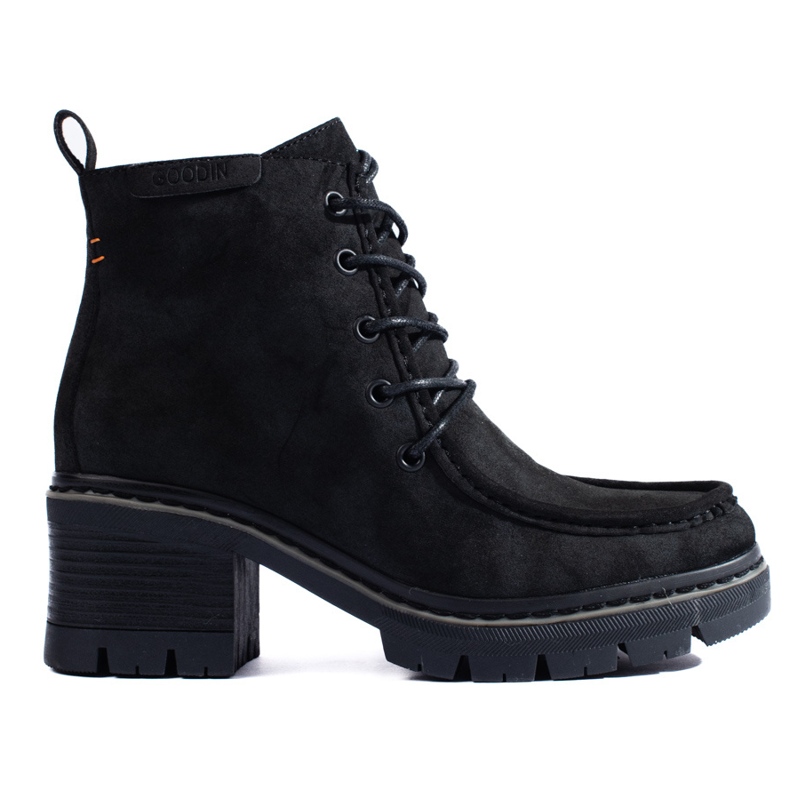 Black women's ankle boots on a wide heel by Shelovet