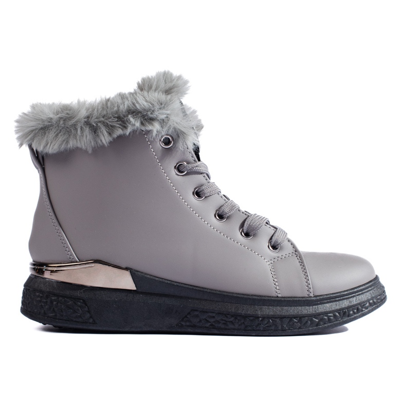 Gray insulated Shelovet lace-up ankle boots grey