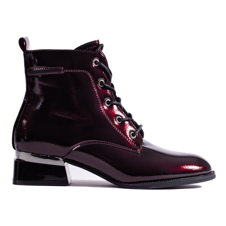Vinceza burgundy patent lace-up ankle boots red