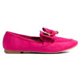 Shelovet women's fuchsia suede moccasins pink