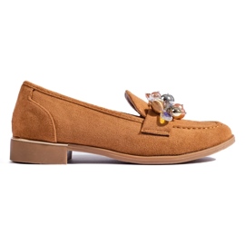 Shelovet women's camel lords with crystals brown