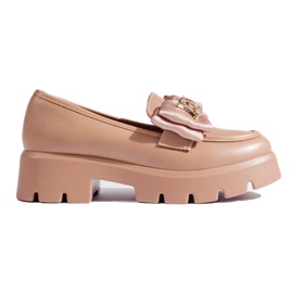 Beige loafers with a Shelovet bow