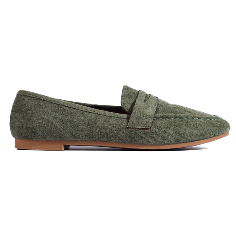 Comfortable women's suede lords, green Shelovet