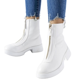 White insulated ankle boots with Baldo zipper
