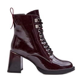 Laced Burgundy Patent High Heel Ankle Boots S.Barski MR870-06 red