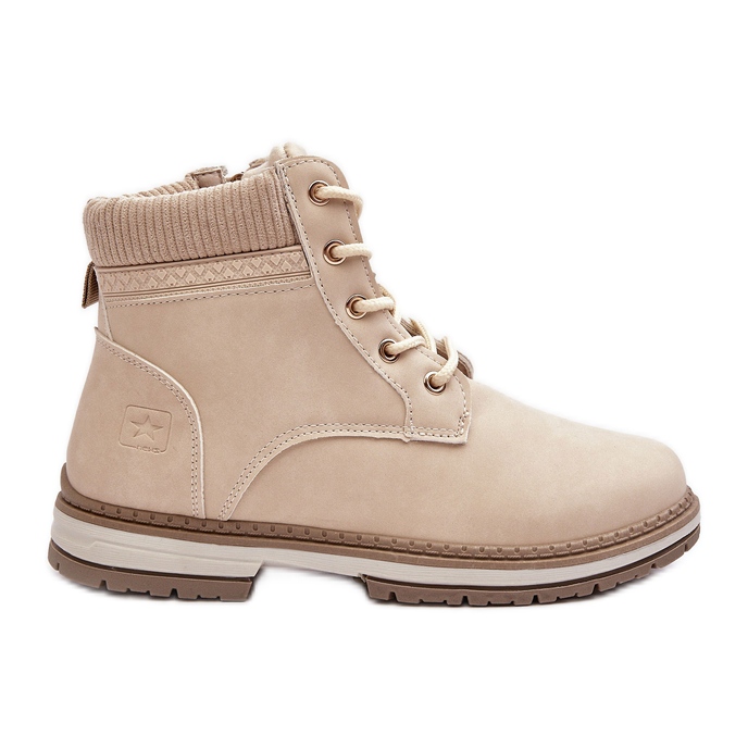 News Women's Leather Insulated Boots Beige Bimena