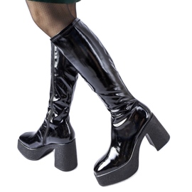 Inna Black patent Fecteau high-heeled boots