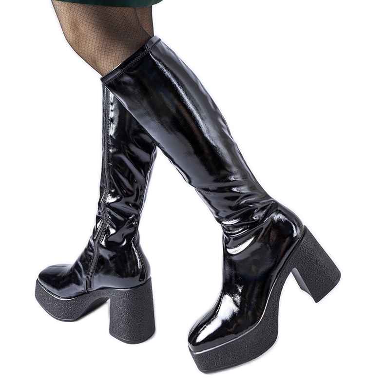Inna Black patent Fecteau high-heeled boots
