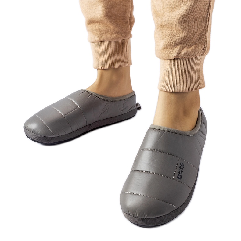 Gray insulated winter slippers Big Star KK274603 grey Gray insulated winter slippers Big Star KK274603 grey