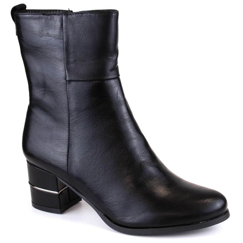 Jezzi W JEZ421 black insulated ankle boots with a decorative heel