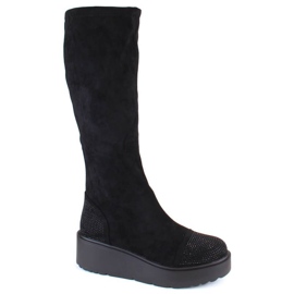 Suede insulated wedge boots S.Barski W OLI239 black