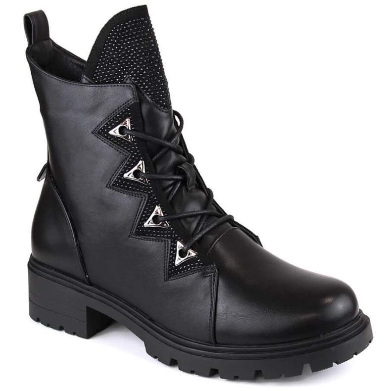 S.Barski W OLI240 black insulated ankle boots with rhinestones
