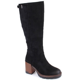 Vinceza W JAN258 suede high-heeled and platform boots, black