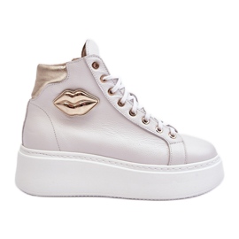 Women's High Zip Sneakers Lemar White Katerin